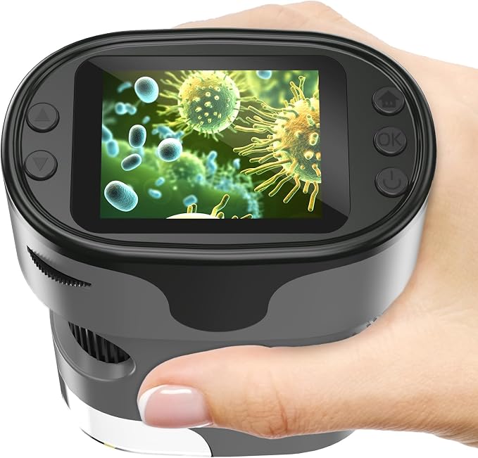 Kids Digital Microscope Science Gift: Complete STEM Toy Kit for Ages 4-12 | 32GB Card for Photos & Video / Custom EVA Case / Real Glass Slides / Upgraded 3mm Slide Slot / 2.5H Rechargeable Use