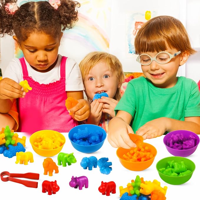 TSYAN Counting Toys Matching Game for Kids with Sorting Bowls Preschool Learning Educational Activities Toys Color Classification and Sensory Game Set Toddler Fine Motor Toys for Kid