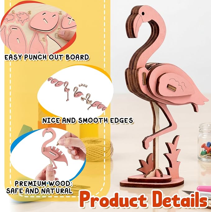 Sanwuta 12 Sets 3D Wooden Animal Puzzles for Kids Wild Animal Models | Paintable Coloring, Assembly Wood Building Kits, DIY Art Crafts Stem Toys, Educational Gifts, Party Favors for Teens Adults