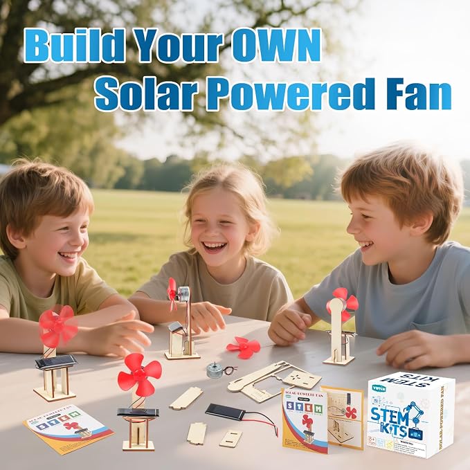 6 Set Solar Fan STEM Kits for Kids Ages 6-12, Science Kits for Classroom | Bulk STEM Toys Gifts for Ages 8-13 Year Old Boys Girls Crafts Activities, Science Experiment Circuit Projects Solar Power Kit