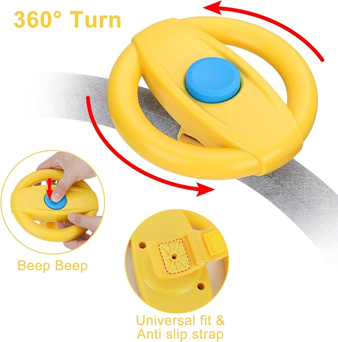 Accmor Stroller Steering Wheel Toy, Steering Wheel for Shopping Carts | Simulated Steering Wheel Universal Detachable Pretend Driving Funny Stroller Toy Attachment