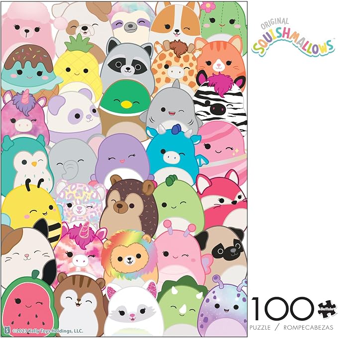 Buffalo Games - Squishmallows Buddies - 100 Piece Puzzle for Kids Ages 6-8 | Full-Color Poster, Quick Family Build, Balanced Intermediate Challenge, High-Res Artwork, Made in the USA, Recycled Materials
