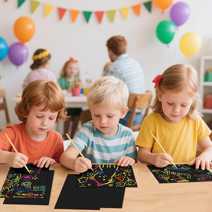 Cityrosy Rainbow Scratch Art Paper Sets Arts Crafts Supplies for Kid160 Pcs | (120 papers +40 stylus pens)Birthday Gifts for 3-12 Years Old Girls Boys Classroom Party Favor Games