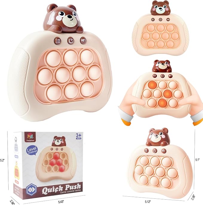 Intoypad Pop The Target! Handheld Speed Push Fidget Game Machine Bear | A Fun Multiplayer Game Sensory Fidget ADHD Autism Toys Birthday Gifts for 6 7 8 9 10 11 12 Years Old Kids Road Trip Car Games