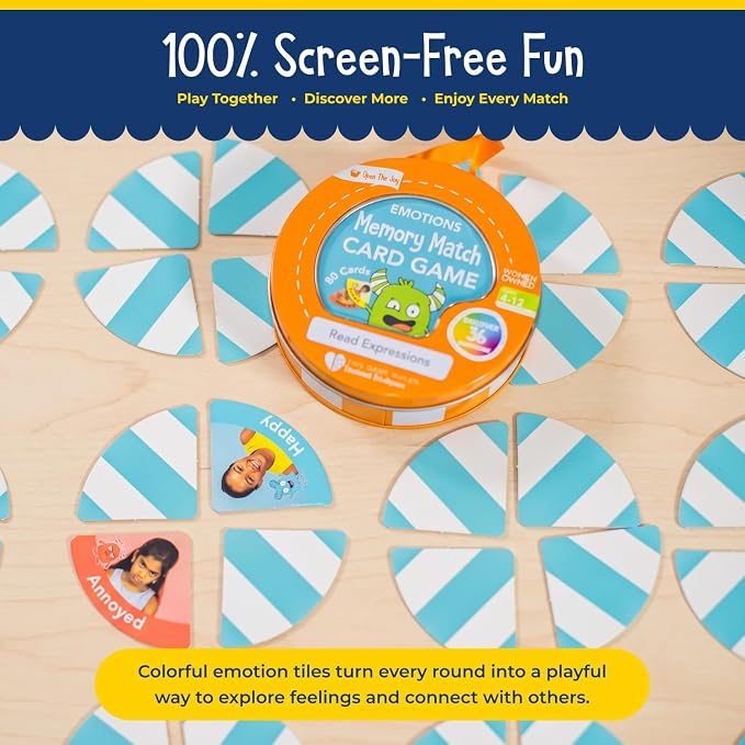 Open The Joy Emotions Memory Match Game – Kids SEL Card Game Tin