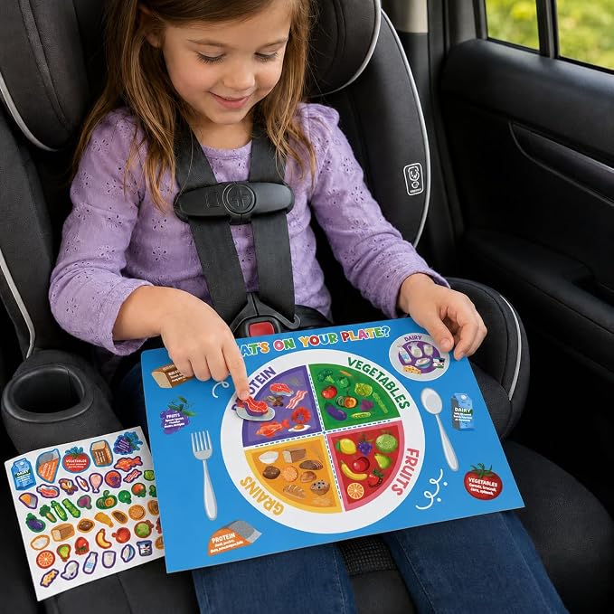 Cinrobiye 24 Set My Plate Food Sticker Set, Vegetables, Fruits, Protein and Grains Display Cards with Food Chart for Nutrition Demonstrations, Creative Projects and Educational Presentations