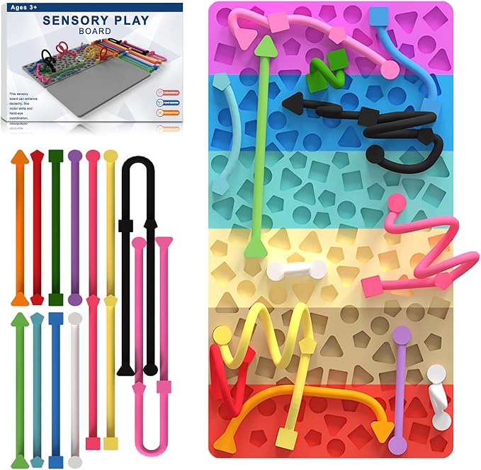 Silicone Sensory Activity Board for Kids, Quiet Fidget Toy for Travel | Calm Focus, Quiet & Silent Play, Endless Creative Patterns, Fine Motor Skill Development, Screen-Free Alternative