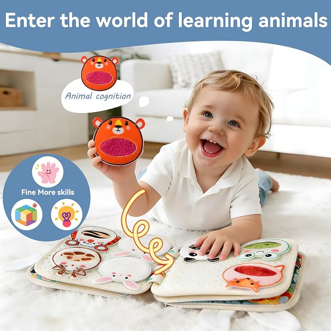 Montessori Busy Book for Toddlers 1-3 – Soft Felt Quiet Book for Sensory & Fine Motor Skills