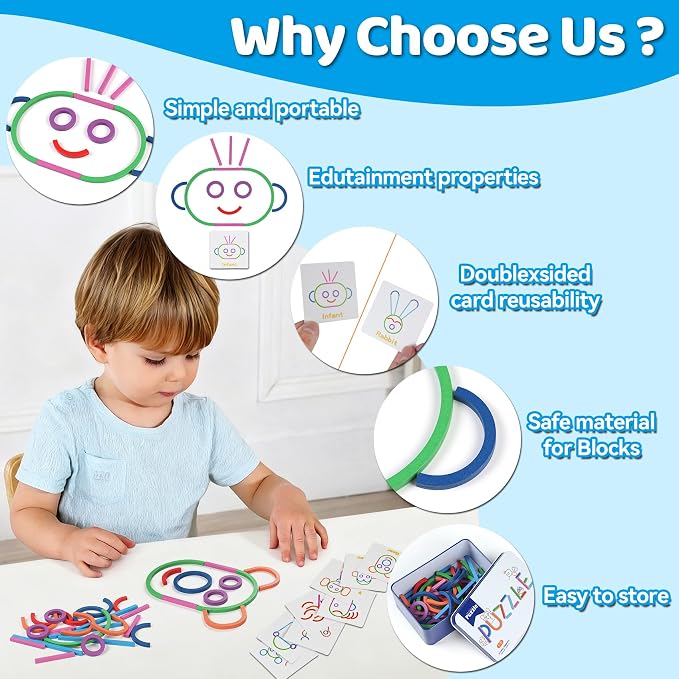 STEM Montessori Puzzle Toy for Kids– Creative Shape Matching & Ring Stacking Set, Hands-On Learning Educational Game for Fine Motor Skills, Preschool Classroom Essentials Ages 3-6