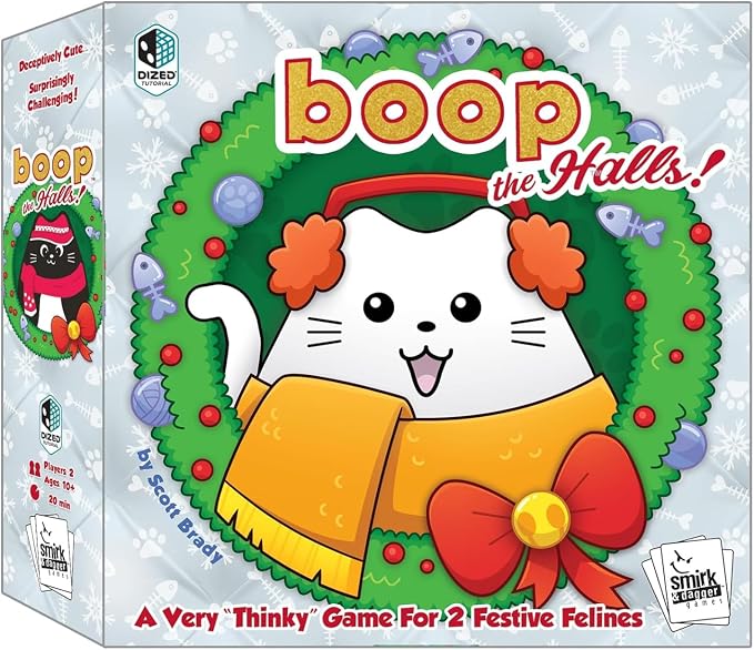 Smirk & Dagger Boop The Halls Holiday Board Game | Strategy game for 2 players, ages 10+, 3D gameboard, painted cat meeples