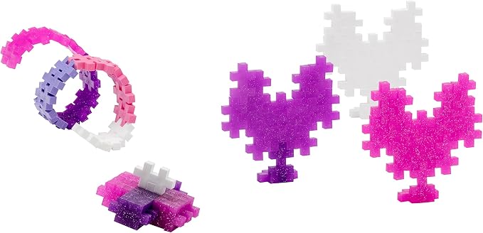 PLUS PLUS 240 Piece Glitter Mix Tube & Baseplate - Waffle Blocks Stem Toy | Sensory Bin Fillers, Gifts for Boys & Girls, Classroom Must Haves, Christmas Stocking Stuffers for Kids, Math Manipulatives