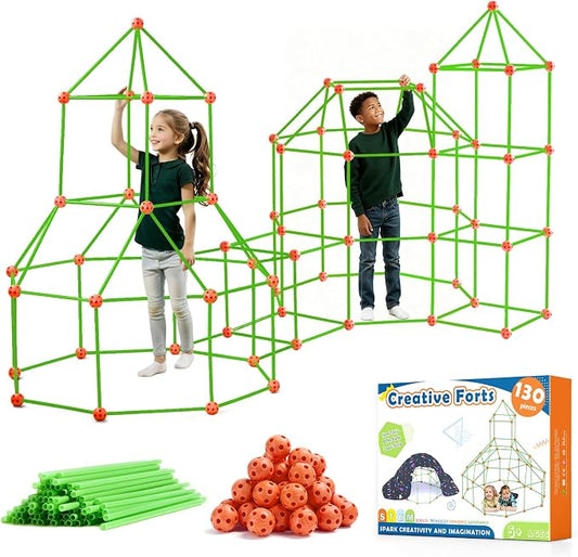 Tiny Land Fort Building Kit for Kids Ages 4-12, STEM Building Toy | 86 Rods & 44 Balls, Build Forts, Tunnels & Castles, Indoor/Outdoor Play, Storage Bag, STEM Gift for Kids