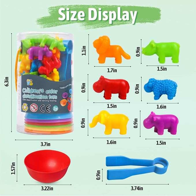 RAEQKS Counting Sorting Toys Matching Stacking Toys with Bowls Preschool Learning Activities Educational Sensory Game Montessori STEM Toy Daycare Sets Animals Gifts for Kids Boys Girls