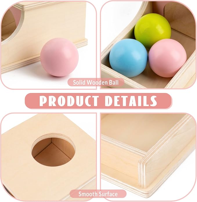 Montessori Toys for 1 Year Old, Wooden Object Permanence Box for Babies | 9 Month Old Baby Toys, Preschool Infant Toys 6-12 Months Developmental, Cause and Effect Ball Drop Toy