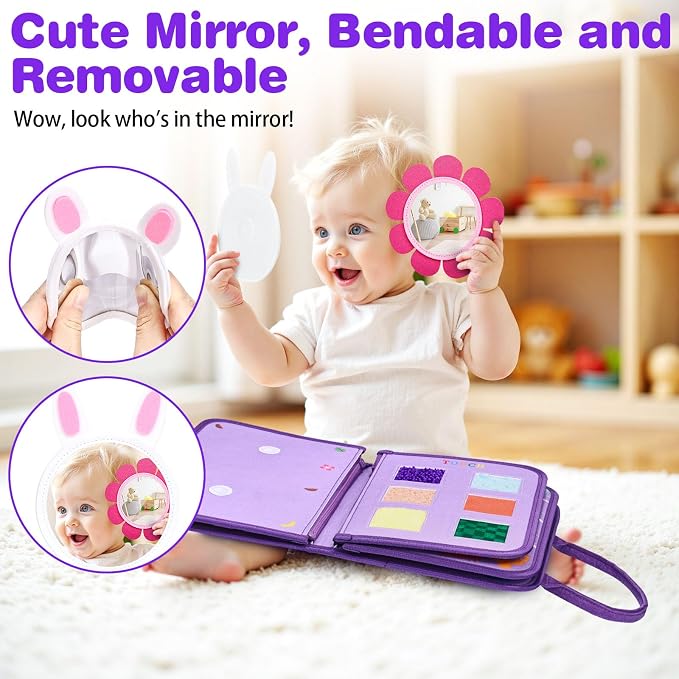 Busy Board Montessori Toys, Birthday Gifts for Girls, Autism Sensory Travel Toy, Educational Activity Busy Book, Preschool Learning Fine Motor Skills Toys,Purple