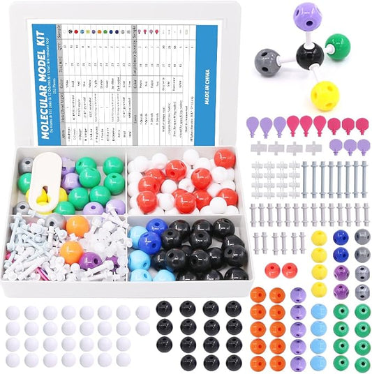 Swpeet 252 Pcs Molecular Model Kit for Inorganic & Organic Molecular Model Teacher and Student Kit - 86 Atoms & 153 Links & 12 Orbitals & 1 Short Link Remover Tool