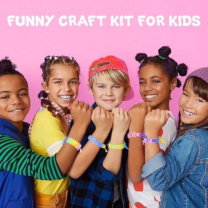 Friendship Bracelet Kit, DIY Jewelry Making Kit for Girl Ages 5-12 | Art & Craft Kits for Kids, Snap-On Design, Adjustable Strap, Personalized Name Bracelets, Sleepovers, Parties, Birthday Gifts