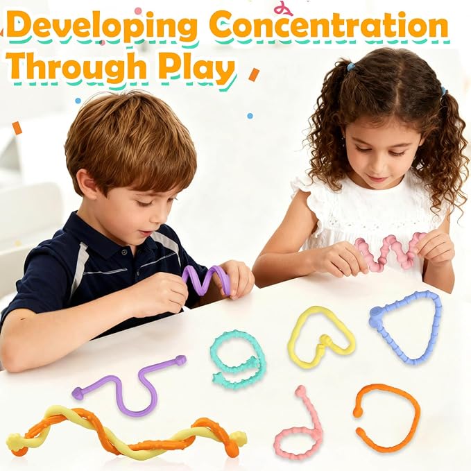6 Pack Sensory Sticks Fidget Toys for Kids Adults, Anxiety Relief | Silicone Textured, Calming Sensory Toys, Kids With Autism, Classroom & Travel, Stocking Stuffers for Teen Girls Boys Kids