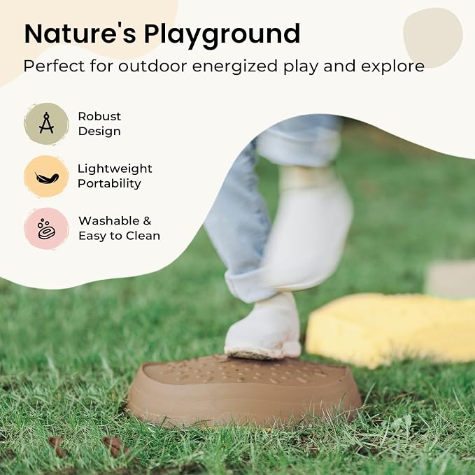 Tiny Land Stepping Stones for Kids, 5pcs Non-Slip Balance Toddler Toys | Sensory Stepping Stones for Toddlers 3-5 to Promote Balance, Coordination, and Active Play Skills Indoors or Outdoors