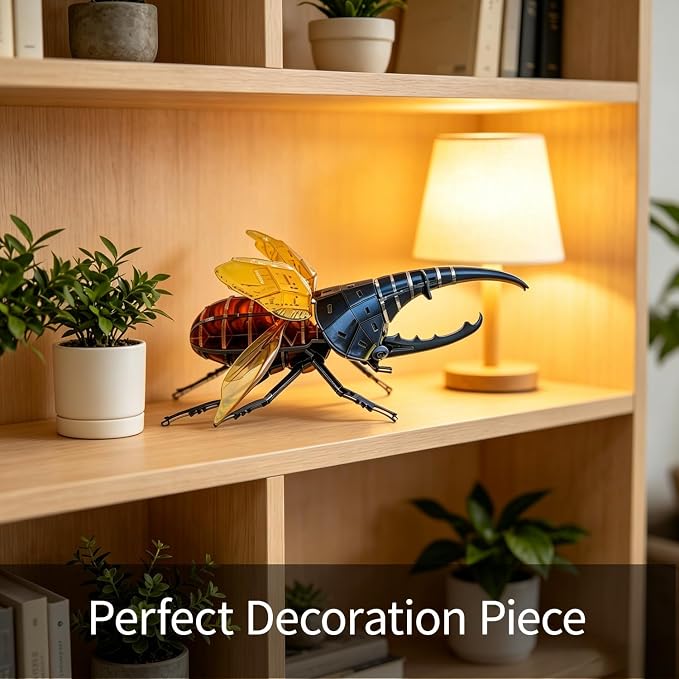 3D Acrylic Insect Puzzle DIY Bug Model Kit Animal STEM Gift | Building Kits Crafts Figurine Sculpture Nature Decoration Educational Display Toys for Kids and Adults (Hercules Beetle)