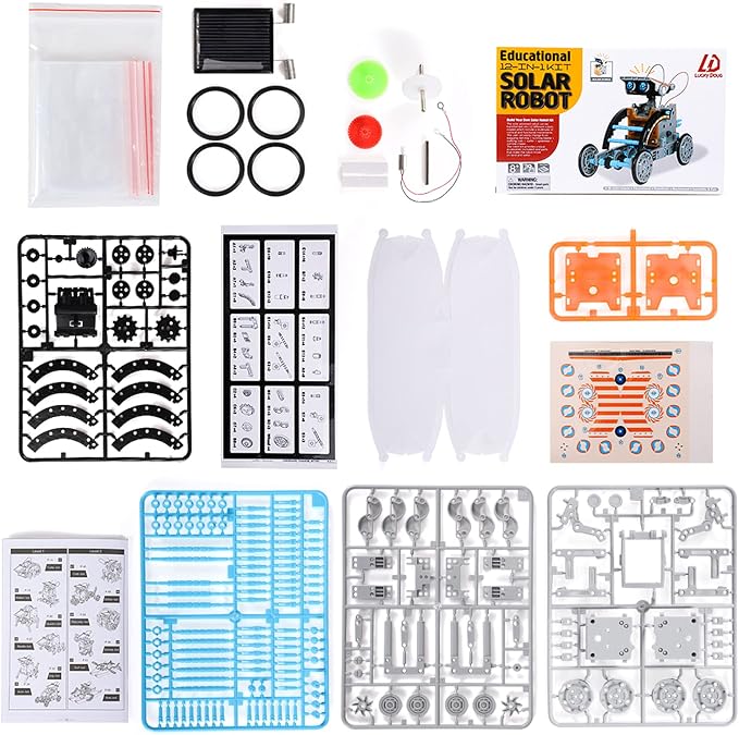 Lucky Doug 12-in-1 Solar Power Robot Building Kits Toys for Boys Girls Ages 8-13, STEM Kit Gifts for Kids 8 9 10 11 12 13 Years, DIY Educational Science Building Robotic Set Gifts for Teenagers
