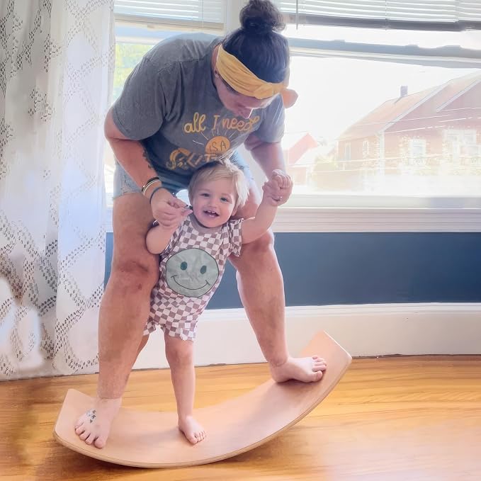 Natural Wood Balance Board for Kids | Montessori Wobble Board for Toddlers & Children Ages 3-8, Open-Ended Waldorf Learning Toy for Indoor Play, Core Balance Trainer, Birthday & Christmas Gift 2026