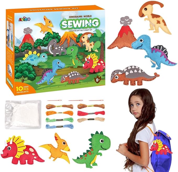 Kids Sewing Kit - Felt Craft Lacing Set, DIY Fine Motor Skill Activity Toy | Children Sewing Craft for Learning Fun | Felt Material Lacing Kit with DIY Projects for Creativity Practice at Home