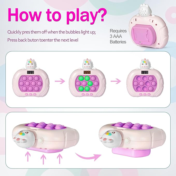 Blackma Fast Push Pop Game - Light Up Fidget Toy for Kids, Handheld Sensory Puzzle Game, Christmas & Birthday Gifts for 3-12 Year Old Boys & Girls (Unicorn)