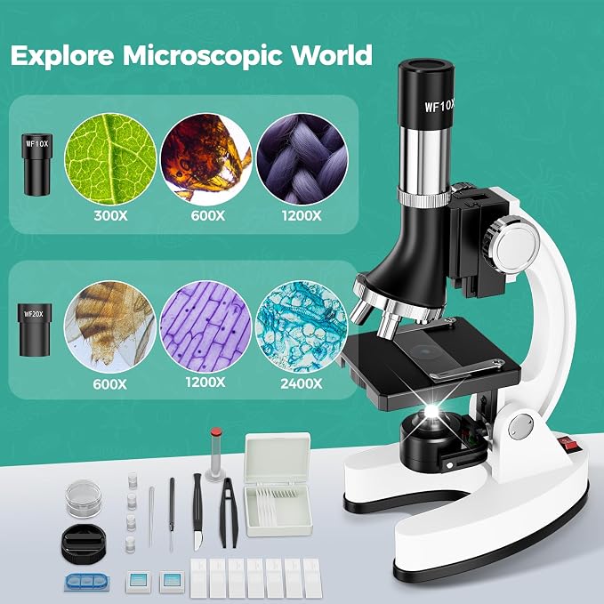 Science Kit Microscope for Kids 8-12: Science Experiments Set for Kids 6-8