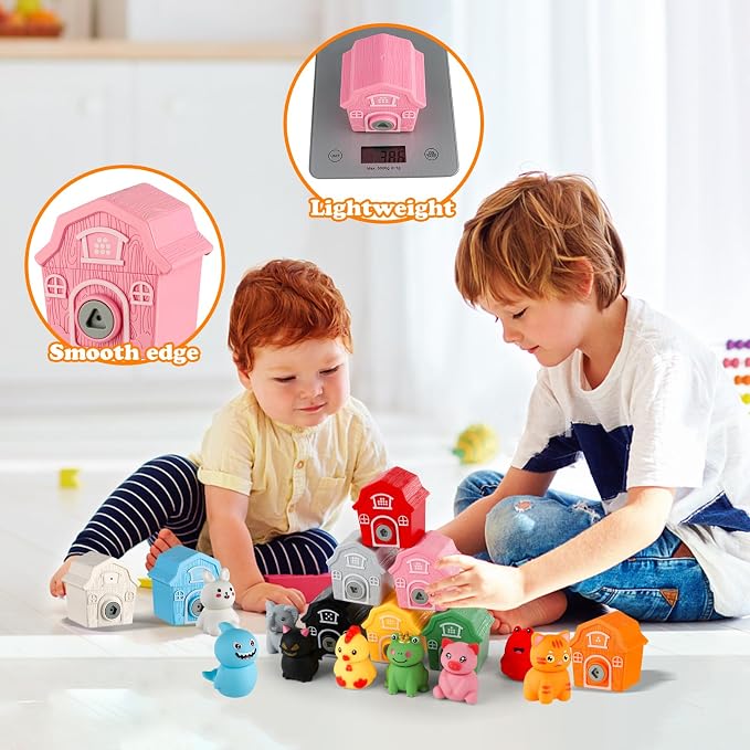 Grarain Toddler Farm Animals Toys, Upgraded Keys Barn Match Game, Montessori Educational Color Shape Sorting & Counting Learning Toy for Kids Boys Girls 3-6 Year Old, Fine Motor Gifts