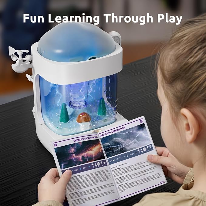 Science Can 3-in-1 Weather Station Toy for Kids, STEM Kits for Kids Age 6-8 | Educational Science Kits, 8 Predefined Weather Experiments, Humidifier/White Noise Mode, Gifts for 6 7 8 9 10 Year Old Girls