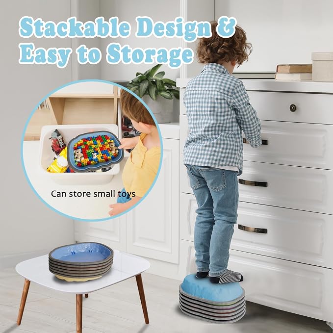 Stepping Stones for Kids, 10 PCS Non-slip Toddlers' Balance Sensory Toys, Indoor & Outdoor Play, Obstacle Course Game for Children Promoting Coordination and Motor Skills, Ages 3 4 5 6 7 8+