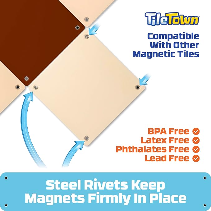 Tile Town Bluey Heeler Camper Magnetic Tile Set, 13 Pieces | Includes Bluey & Bingo figures, action tile; STEM building toy for kids ages 3+