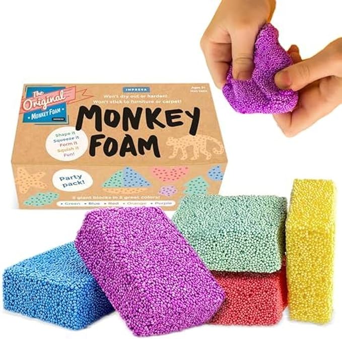 Impresa Monkey Foam Beads Slime, Pack of 5 Primary Colors for Preschool, Sensory Play & Sensory Toy for Kids - Squishy Modeling & Creative Toys - Ages 3+