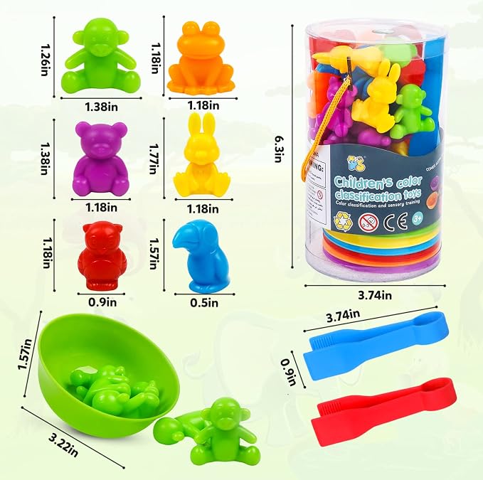 Counting Animal Matching Games Color Sorting Toys with Bowls Preschool Learning Activities for Math Educational Sensory Training Montessori Toy Easter Gifts for Toddlers Kids Boys Girls Ages 3 4 5 6