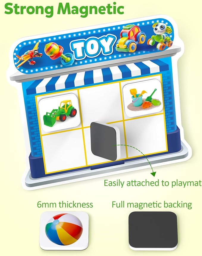 Coogam Magnetic Sorting Toys, Montessori Fridge Magnets Matching Game | Food Pets Grocery Furniture Category Recognition, Educational Learning Fine Motor Toy Gift for Toddler Ages 3-8