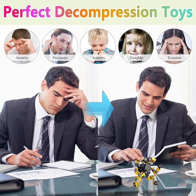Party Favors for Kids All Age Travel Sensory Toys for 8 9 10 Year Old Boys Transformable Fidget Spinners Toys for Kids and Adults Birthday Gifts for Teens