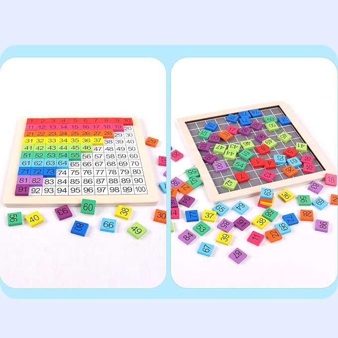 Wooden Montessori Math Counting Hundred Board Toys | 1-100 Consecutive Numbers Learning & Educational Game Toy for Kids 3 year old with Storage Bag