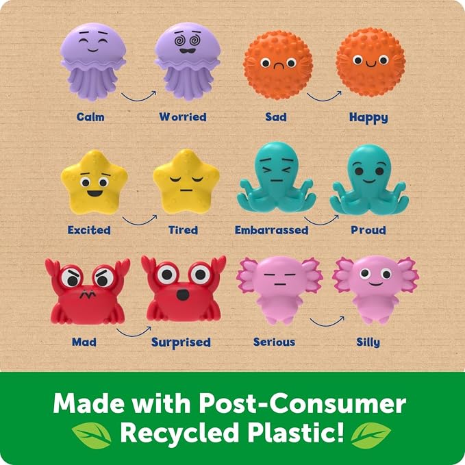 Learning Resources Ocean Emotions Seashells | Sea Animals and Bucket, Sand Toys for Sandbox, Kids Beach Toys, Summer Sensory Bin Toy, Outdoor Water Toddler Toy