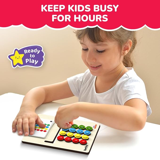 Smartivity Montessori Slide Puzzle - Wooden Toy for Kids 4-8 Years | Color & Pattern Matching Learning Toy | Travel-Friendly Educational Activity | Birthday Gift for Boys & Girls