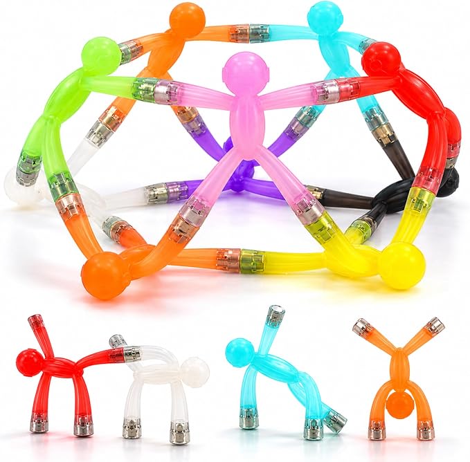 Travel Toys for Kids Ages 3-8, 10 PCS Magnetic Men Figures, Airplane Toy, Road Trip Activities, Sensory Fidget Toys, STEM Building Set, Quiet Screen-Free Toy for Car, Restaurant & Classroom