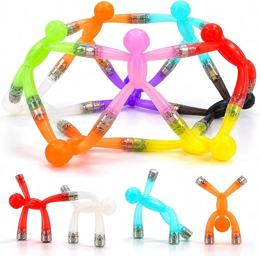 Travel Toys for Kids Ages 3-8, 10 PCS Magnetic Men Figures, Airplane Toy, Road Trip Activities, Sensory Fidget Toys, STEM Building Set, Quiet Screen-Free Toy for Car, Restaurant & Classroom