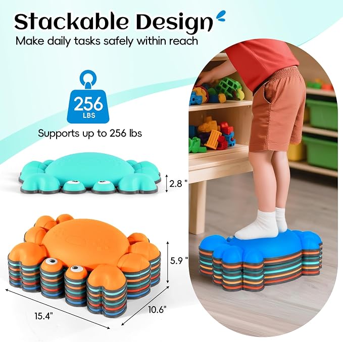 TOPNEW Stepping Stones for Kids, Non-Slip Balance Stepping Stones for Promoting Children's Coordination Skills, Toddler Stepping Stones Obstacle Course for Kids Age 3 4 5 6 7+