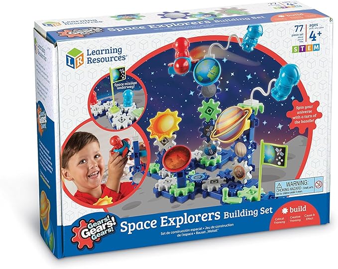 Learning Resources Gears! Gears! Gears! Space Explorers Building Set - 77 Pieces, Ages 4+, STEM Activities, Fine Motor Skills, Toddler Explorer Kit, Science and Construction, Boys and Girls Gifts