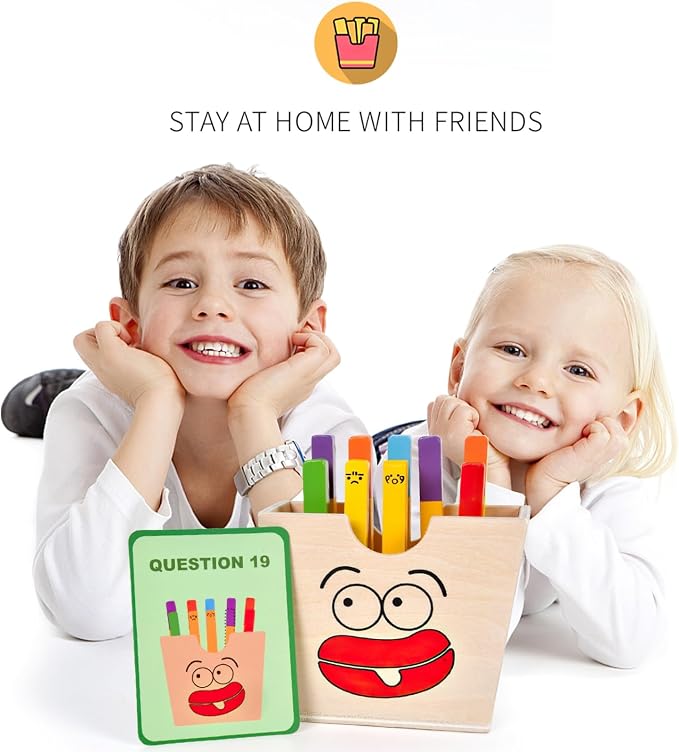 Wooden French Fries Sorting & Stacking Toys, Montessori Toys for 3+ Year Old, Preschool Educational Toys to Develop Fine Motor Skills