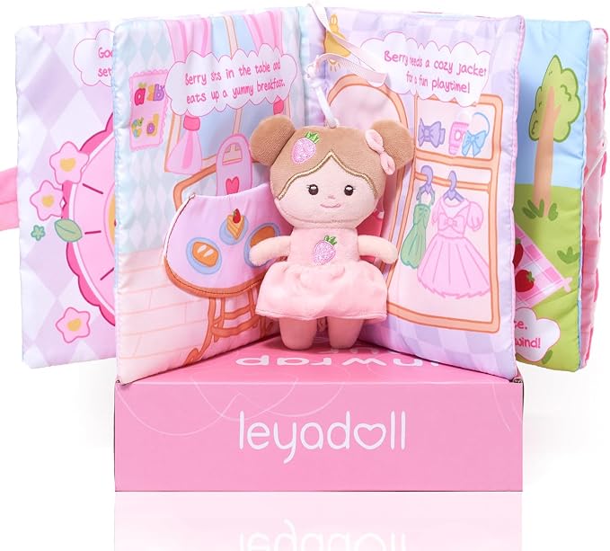 LeyaDoll Montessori Busy Book for Toddlers 1-3, 1 Year Old Girl Gifts | Toddler Airplane Travel Essentials, Crinkle Pages, Fine Motor Skills Toys, Keep Toddlers Busy, Pink Gift Box Included