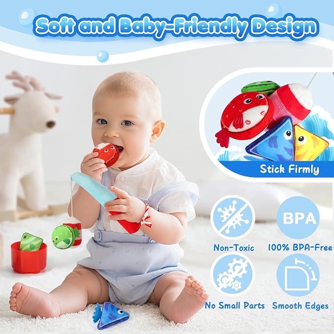 Montessori Toys for 1-2 Years Old Boy Girl, Birthday Gift, Fishing Game | 17 in 1 Toy Set, Stacking Cups, Color Sorting, Shape Matching, Early Learning, Toddler Toys, Gifts for 1 2 Years Old Boy Girl