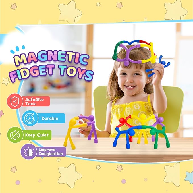 Magnetic Toddlers Sensory Toys, 10Pcs Road Trip Car Airplane Travel Activities Essentials Toy for Kids Ages 4-8, Fidget Toys for Adults Teens Boys girls Stress Relief, Fridge Magnet Men People