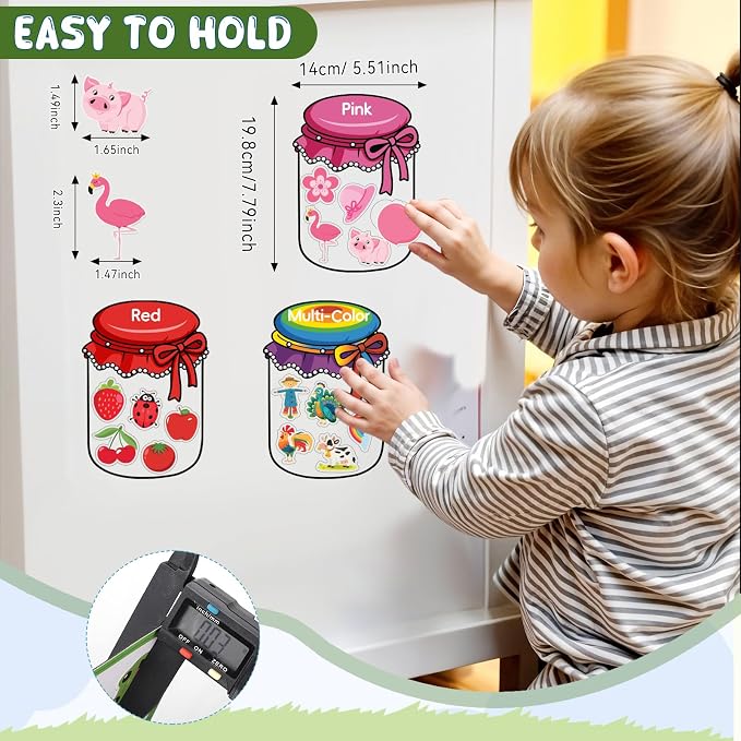 12Pcs Wooden Magnetic Color Sorting 72 Fridge Magnets for Kids | Refrigerator Magnets for Color Sorting Fine Motor Early Education Gifts