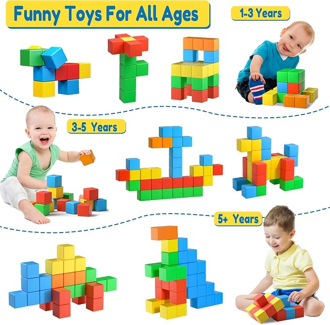 Feoxialy Magnetic Blocks,1.42IN 32pcs Large Magnet Building Block for Kids | Toddlers Toys for 3 4 5 6 7 8 Year Old Boys Girls Magnet Cubes Learning Sensory Toy for Kids Age 4-8 Christmas Birthday Gifts
